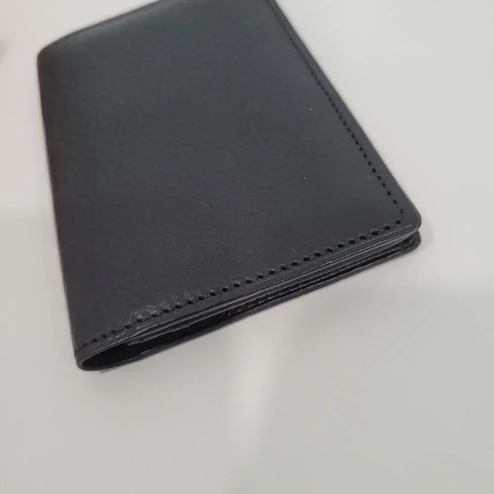 Cocomeister Designer Card Wallet Black Bifold Leather Folding Small Mini Quality